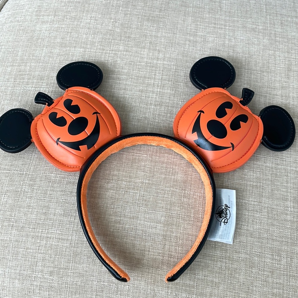 Disney Parks Halloween Mickey Jack O Lantern Pumpkin Minnie Ears Headband